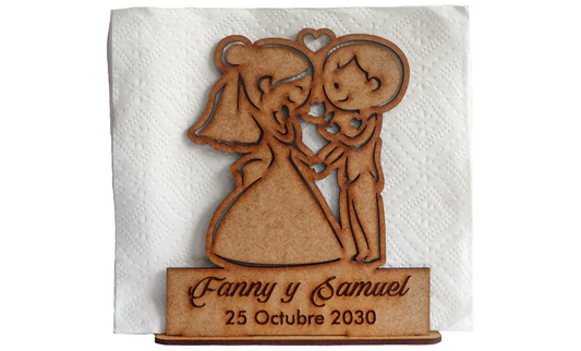 💍✨ Servilletero de Boda Personalizado | Recuerdo con Nombres y Fecha 💒 12pz UE01