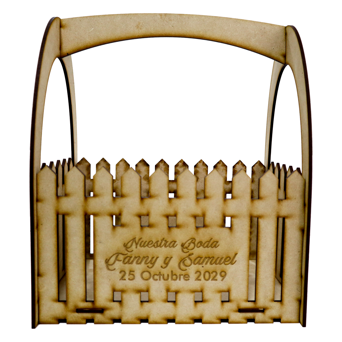 🎀 Canasta de MDF Personalizada para Recuerdos de Boda o XV Años 🎀 5pz RB47