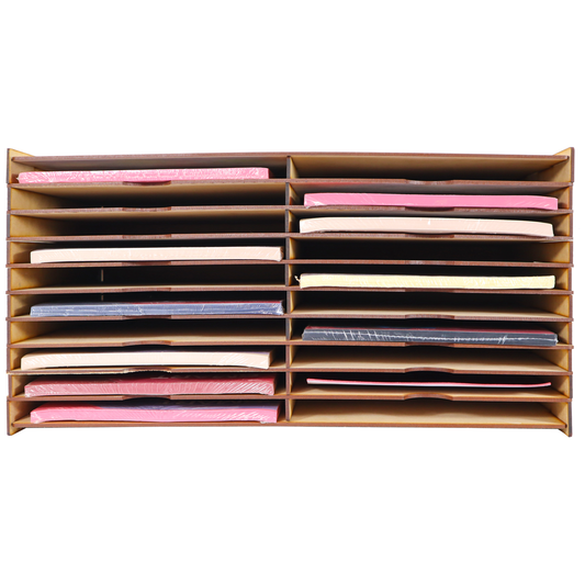📄✨ Organizador de 18 compartimentos en MDF para hojas o viniles tamaño carta/A4 📄 OE33