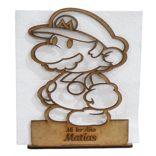 🍄✨ Servilletero Mario Bros Personalizado – Recuerdo para Primer Año 🎉🧢 12pz UE49