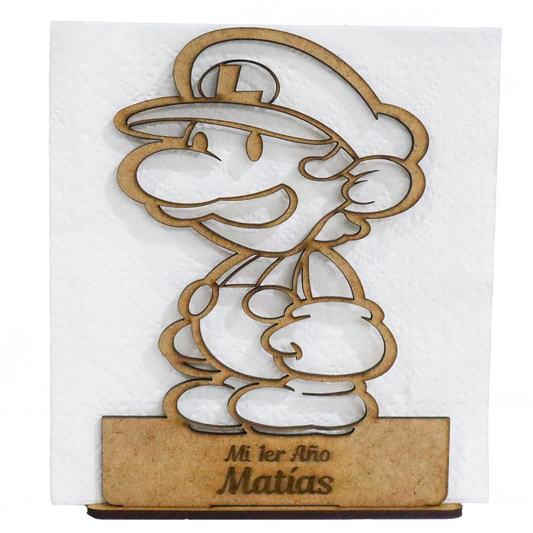 🛠️✨ Servilletero Luigi Bros Personalizado – Recuerdo de Primer Cumpleaños 🎉👶 12pz UE50