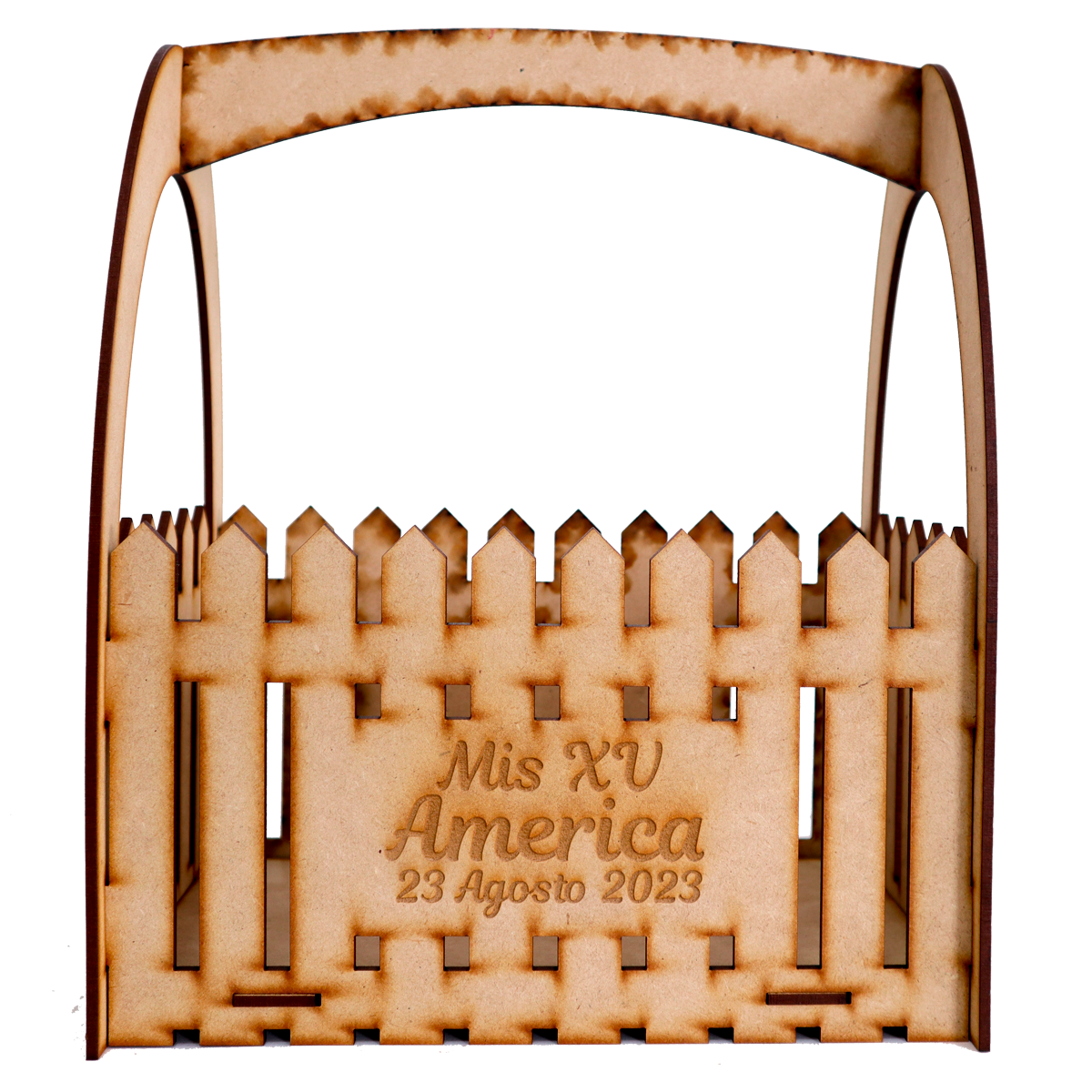 🎀 Canasta de MDF Personalizada para Recuerdos de Boda o XV Años 🎀 5pz RB47