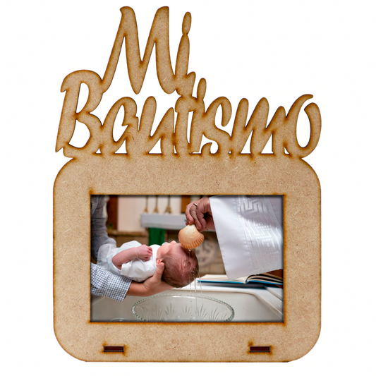 🕊️ Porta Retrato MDF "Mi Bautismo" – Recuerdo Especial 🍼 10pz RB41