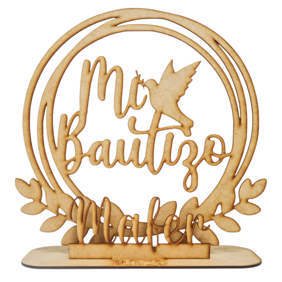 🕊️✨ Centro de Mesa Bautizo Personalizado | Con Nombre y Fecha 📆 25cm 10pz RB126