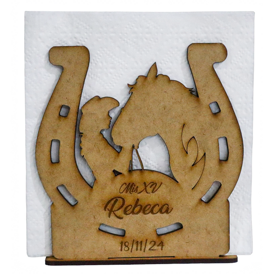 🤠🐴 Servilletero Personalizado para XV Años Estilo Ranchero – Modelo Herradura y Caballo 🎉 12pz UE54