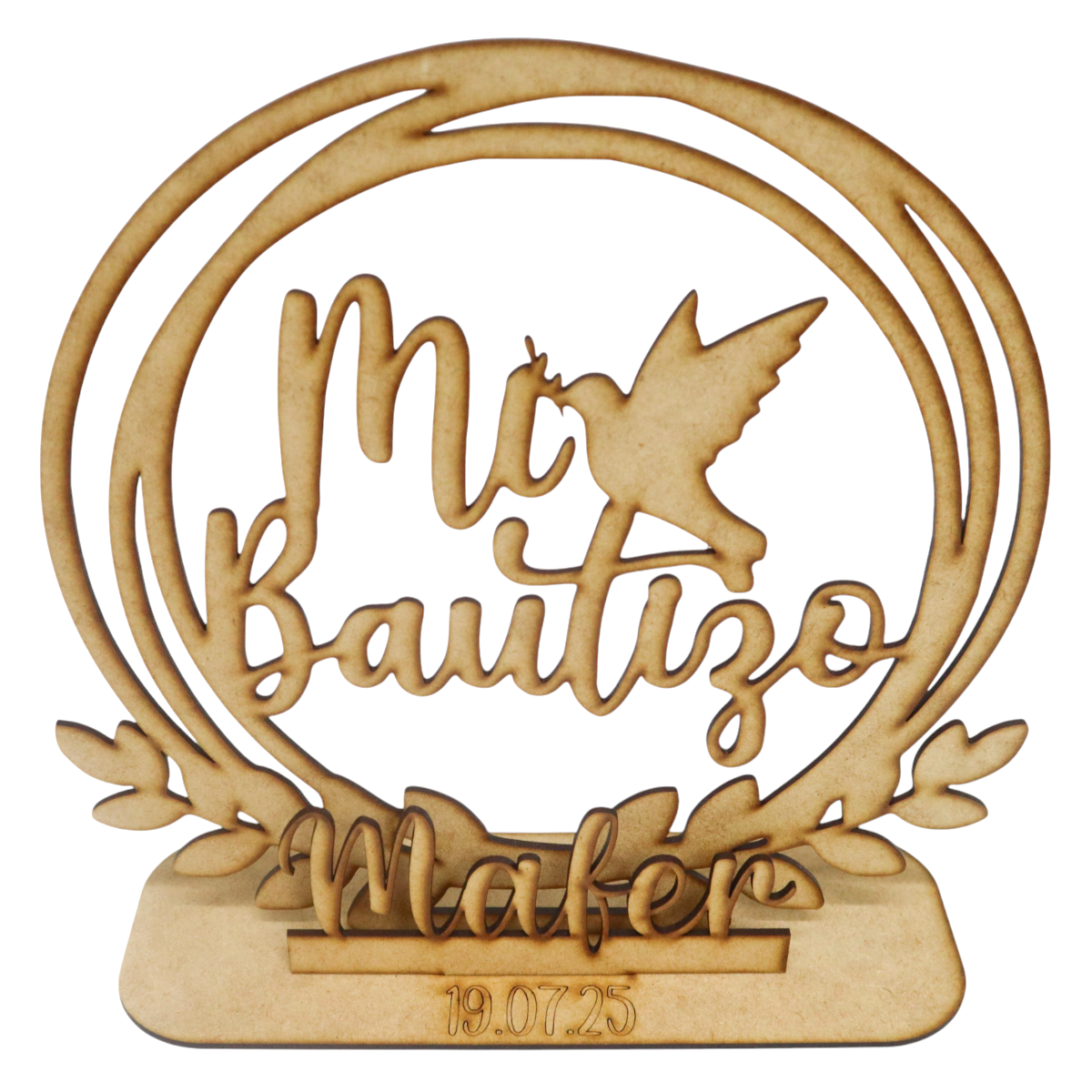 🕊️✨ Centro de Mesa Bautizo Personalizado | Con Nombre y Fecha 📆 25cm 10pz RB126