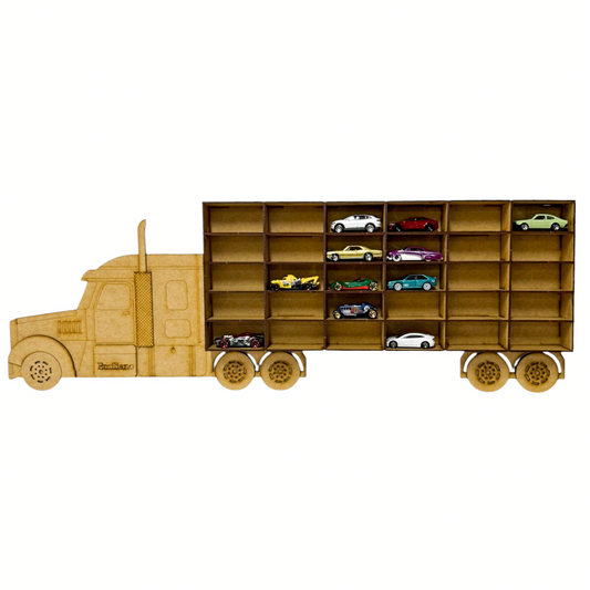 🚛✨ Exhibidor en forma de tráiler para Hot Wheels y carritos sueltos – MDF ✨🚛 OE43