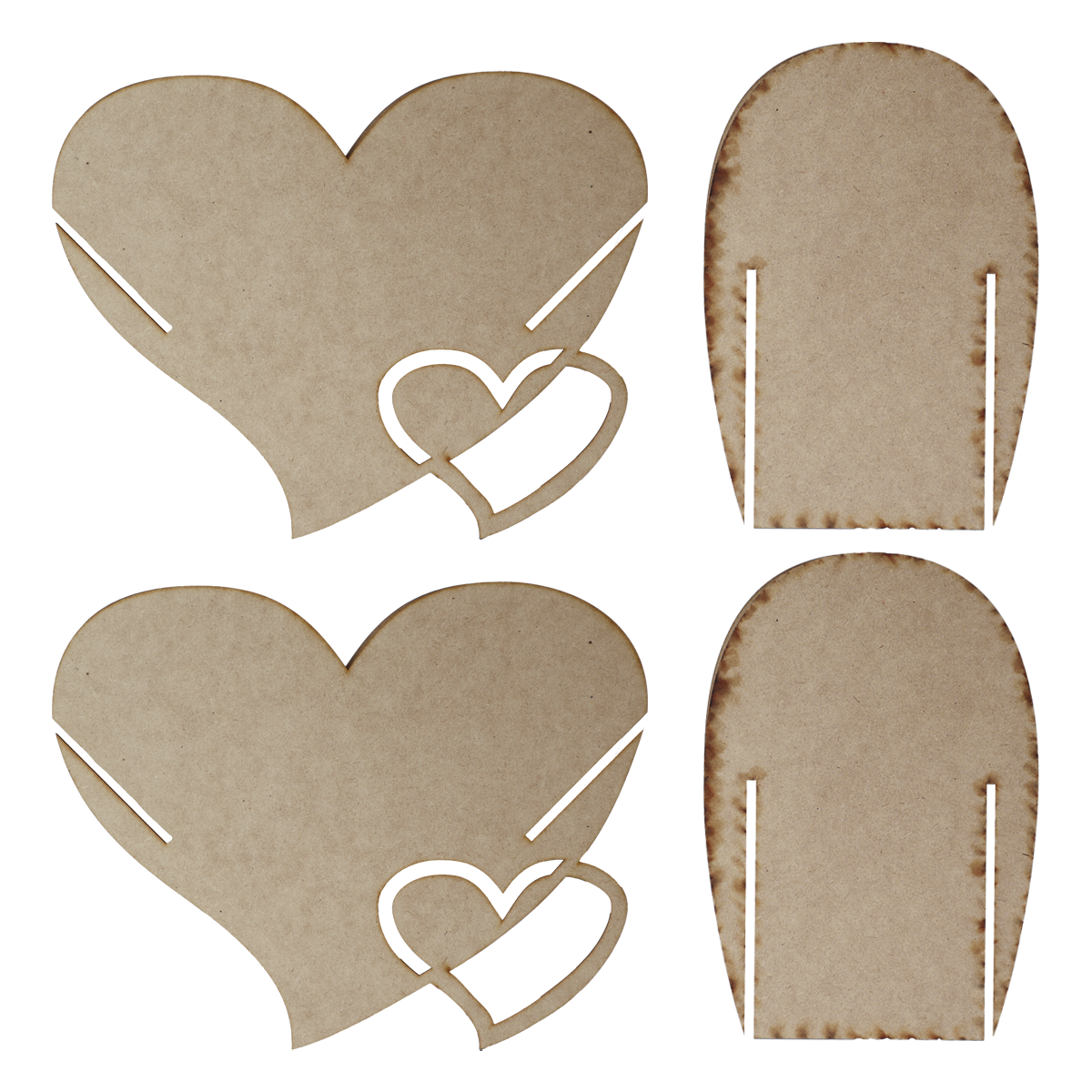 🩷 Centro de mesa Corazon MDF 3mm Flores, Dulces 6pz RB36