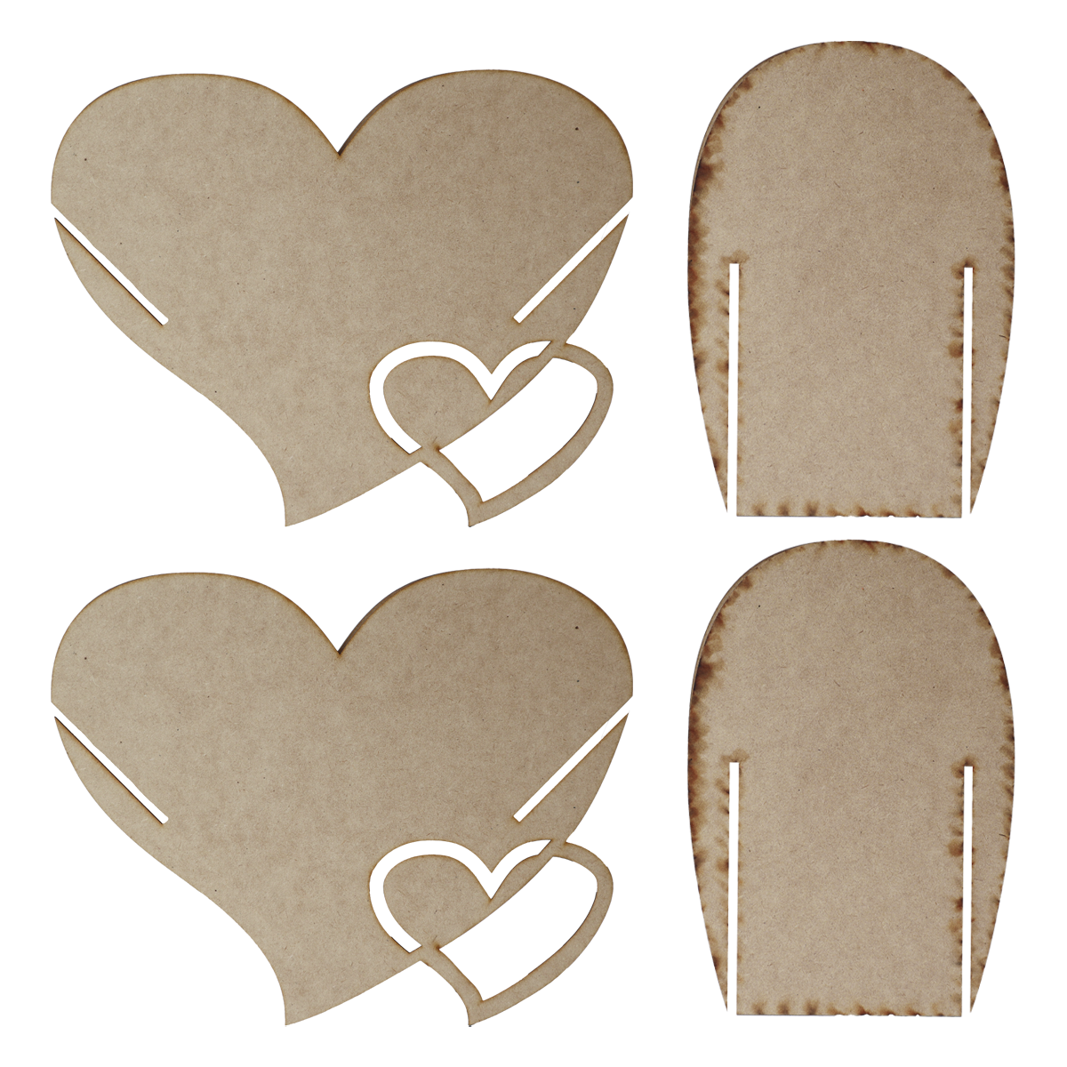 🩷 Centro de mesa Corazon MDF 3mm Flores, Dulces 6pz RB36