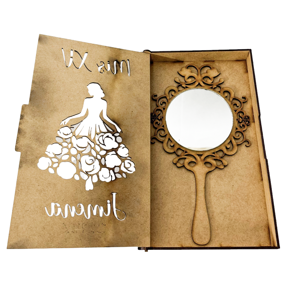 🎁✨ Set de Espejo con Caja Personalizada | Recuerdo de XV Años 💖 5pz RB125