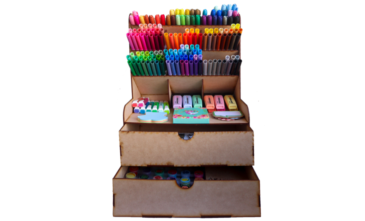Organizador de Escritorio con 2 Cajones y 3 Niveles Inclinados 🖊️📚 OE10