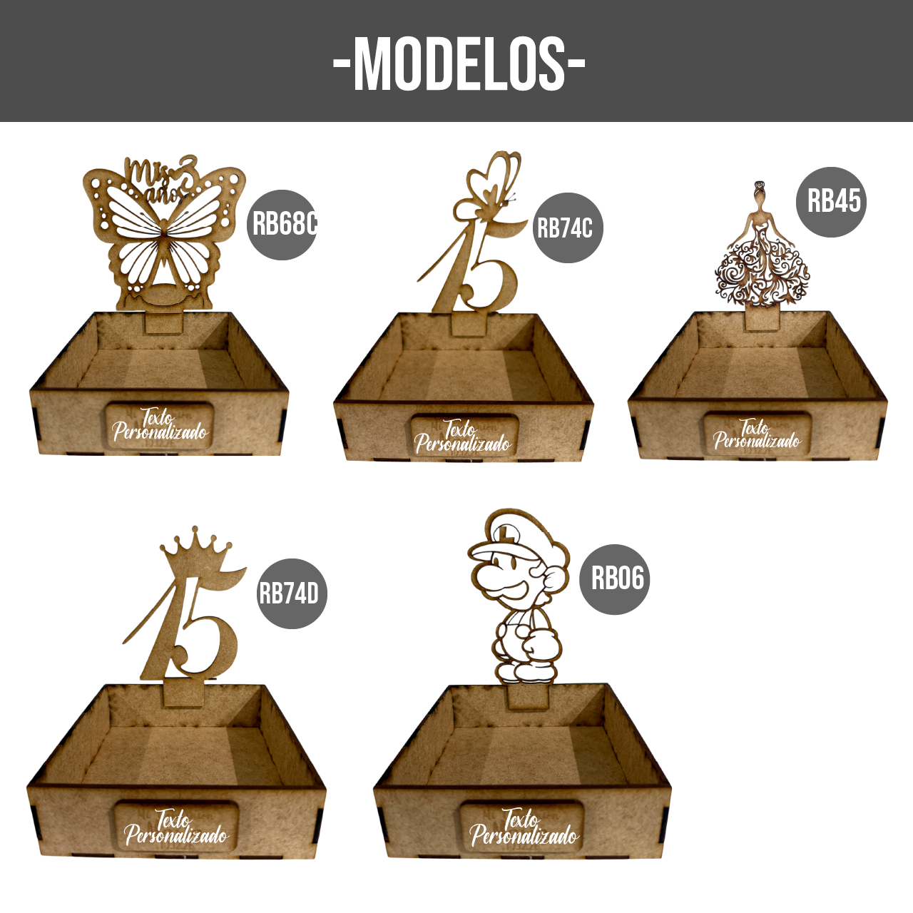 🎉 Dulcero Personalizado de MDF para Toda Ocasión 🎁 10pz RB86