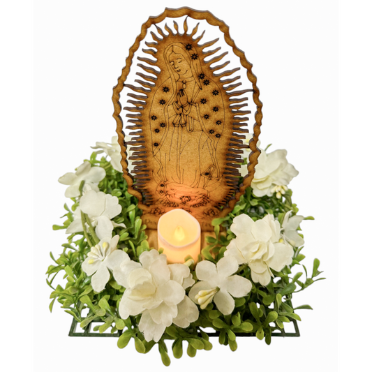 🕊️ Virgen de Guadalupe en MDF con base personalizada 🕊️ 25cm 12pz RB95