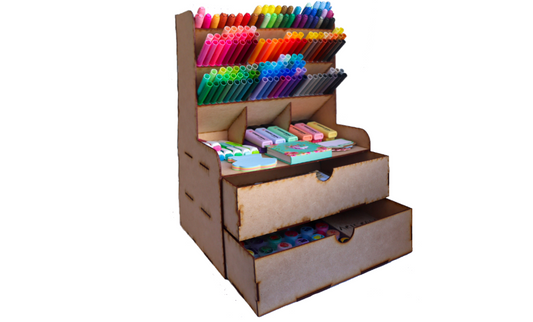 Organizador de Escritorio con 2 Cajones y 3 Niveles Inclinados 🖊️📚 OE10