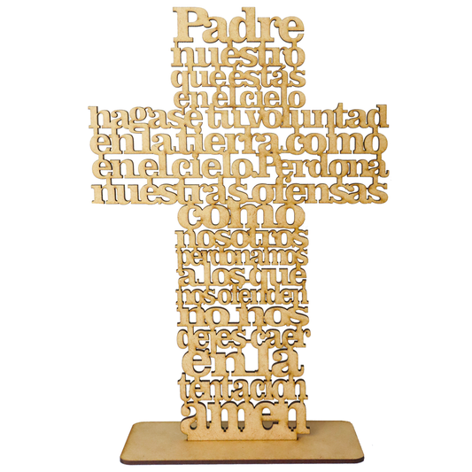 10 Cruz con texto de padre nuestro MDF 30cm RB01