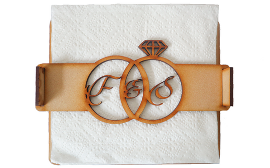💍✨ Servilletero Personalizado con Anillos – Ideal para Bodas ✨💍 10pz UE22