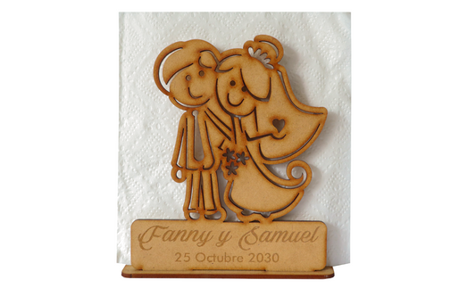 👰🤵 Servilletero de Boda Personalizado – Novios Felices 💍💐 12pz UE23