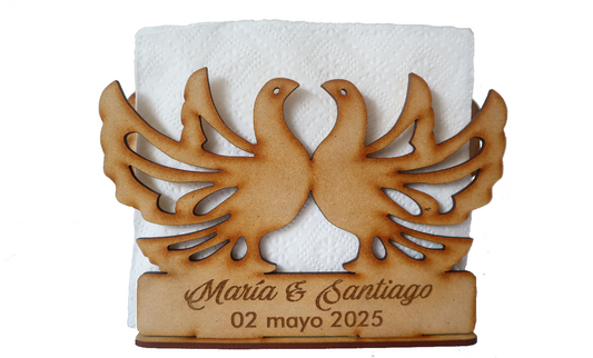 🕊️ Servilletero personalizado con palomas de amor 🕊️ 12pz UE11