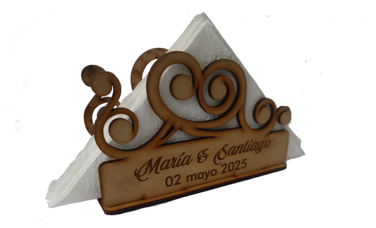 💍❤️ Servilletero Personalizado Corazones – Recuerdo de Boda ❤️💍 12pz UE21